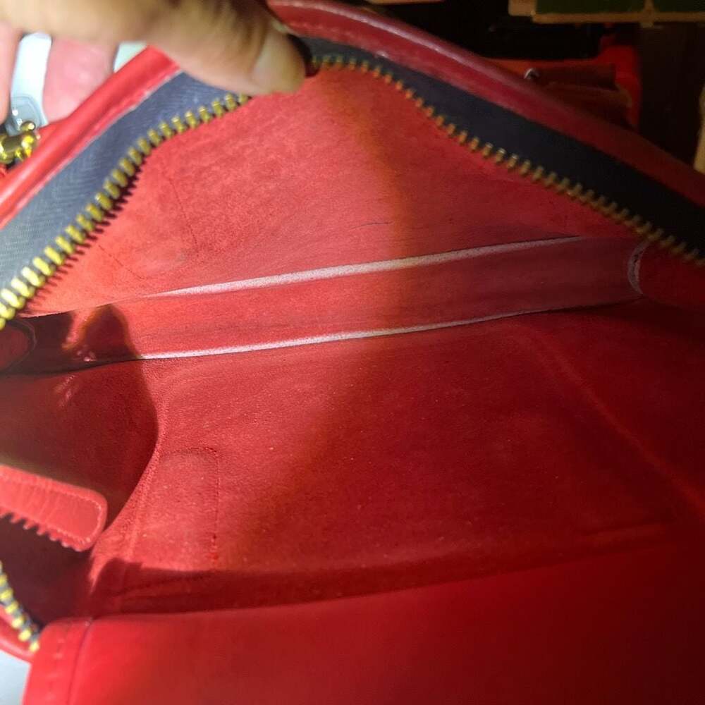 Vintage Coach Red Leather Slim Handle Clutch Bag - Picture 7 of 7